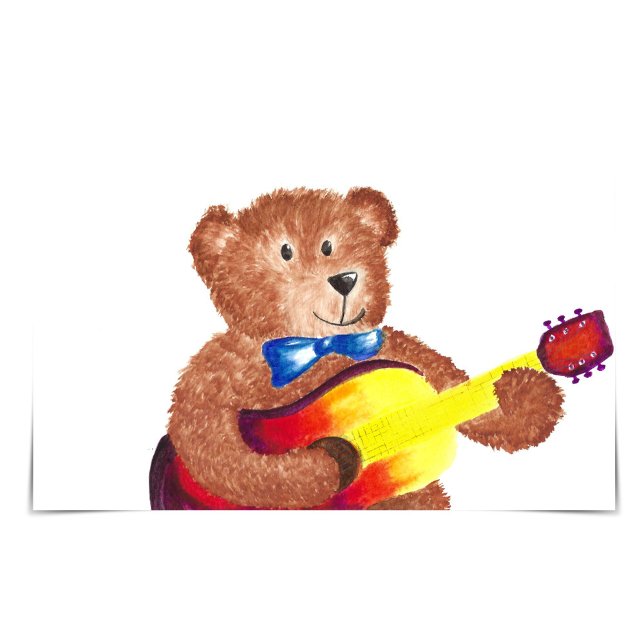 Cartão Bear Tocando Guitarra - Placa De Água (Criador carregado)