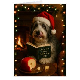 Cartão Bearded collie 'Cheese Tax' Christmas card
