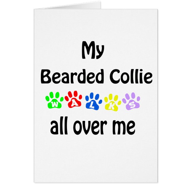 Cartão Bearded Collie Walks Design (Frente)