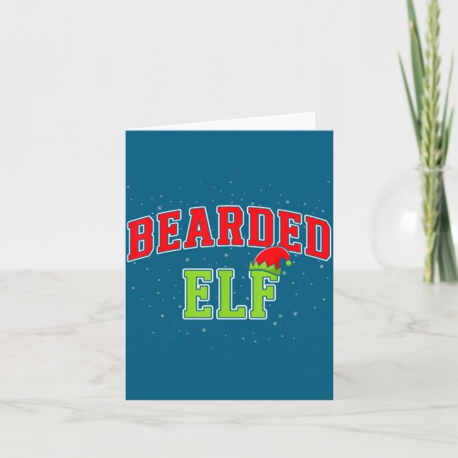 Cartão Bearded Elf Christmas Family Matching Group Xmas  (Frente)