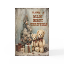 Bears Greeting Card Grungy Feliz Natal