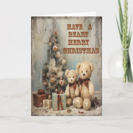 Cartão Bears Greeting Card Grungy Feliz Natal