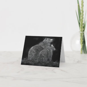 Cartão Bears Wildlife Animal Scratchboard Art Blank