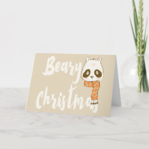 Cartão Beary Christmas Panda Bear Greeting Card