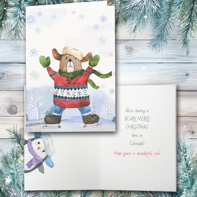 Cartão Beary Feliz Colorado Natal (Criador carregado)