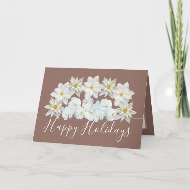 Cartão Beautiful Chic Floral Bouquet White Flower Holiday (Frente)