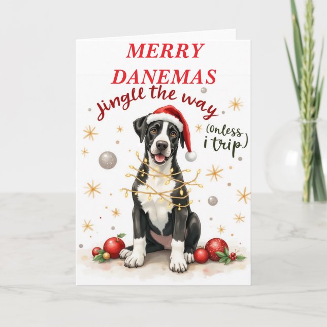 Cartão Beautiful Great Dane Christmas Card (Frente)