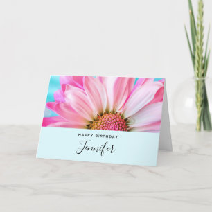 Cartão Beautiful Pink Flower Close Up Photo Birthday