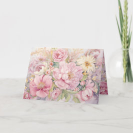 Cartão Beautiful pink peonies folded greeting card