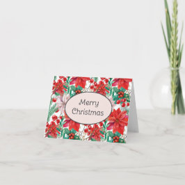 Cartão Beautiful red and white Christmas poinsettia