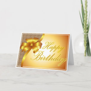 Cartão Beautiful shiny gold ribbon birthday