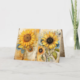 Cartão Beautiful sunflowers folded greeting card