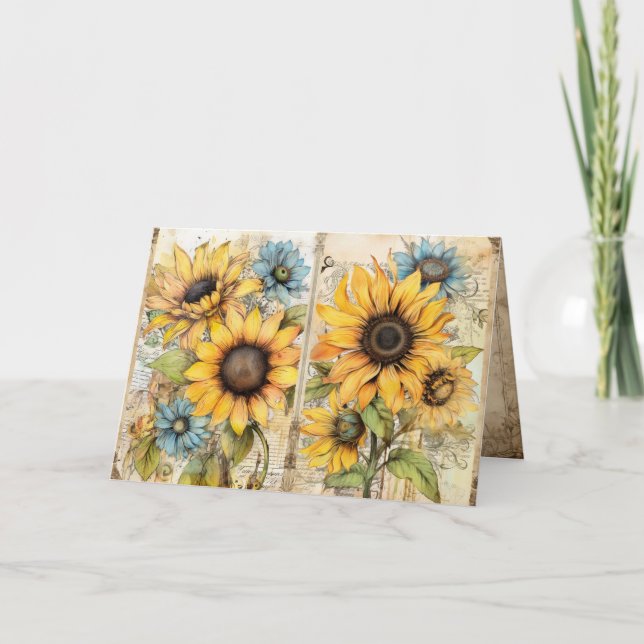 Cartão Beautiful sunflowers folded greeting card (Frente)