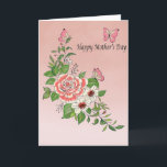 Cartão Beautiful Watercolor Flower Happy Mother's Day<br><div class="desc">Beautiful Watercolor Flower Happy Mothers Day Card. Wish mom the happiest day ever with this beautiful pink,  floral and butterfly card.</div>
