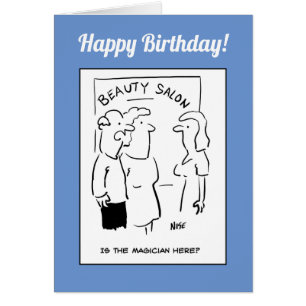 Cartão Beauty Salon - Marido pergunta se o mágico está 