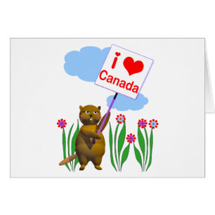 Cartão Beaver Canadense ama a Placa do Canadá