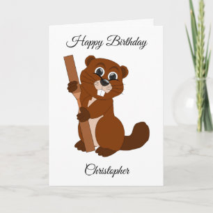 Cartão Beaver Design Personalised Birthday