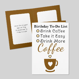 Cartão Beba mais café branco marrom aniversário