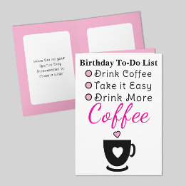 Cartão Beba mais café branco rosa aniversário