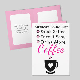 Cartão Beba mais café branco rosa aniversário