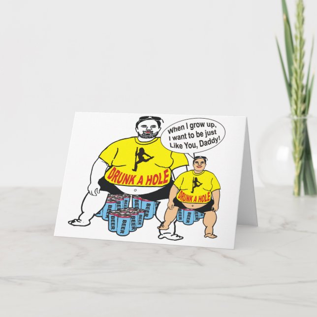 Cartão Bebado Engraçado Pai Como Filho (Frente)