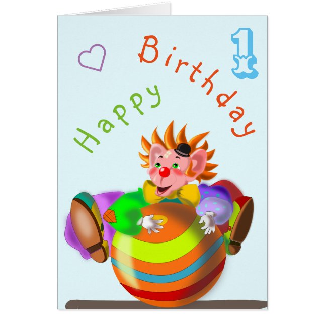 Cartão Bebê Aniversário Feliz Palhaço - Personalizado (Frente)