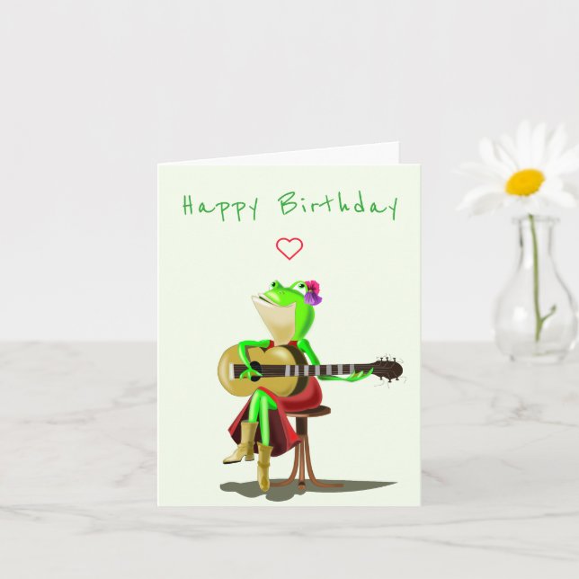 Cartão Bebê Aniversário Sapo Jogando Violão (Planta pequena)