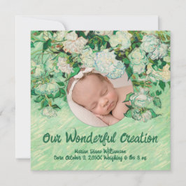 Cartão Bebê com placa de Rosa Van Gogh