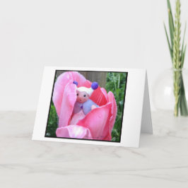 Cartão Bebê com uma Tulipa Rosa