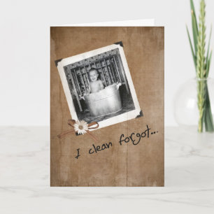 Cartão Bebê de Birthda atrasado na banheira velha de lav