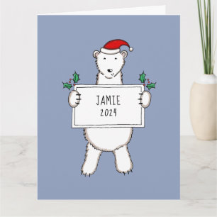 Cartão Bebê de Urso Polar de Natal Personalizado