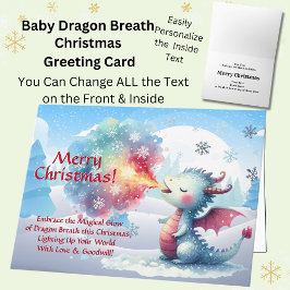 Cartão Bebê Dragão Respira Feliz Natal