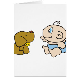 Cartão Bebê e cão do menino