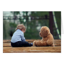 Cartão Bebé e urso de ursinho