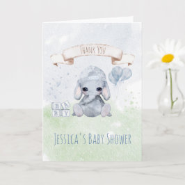 Cartão Bebê Elefante Aquarela Animais Obrigado