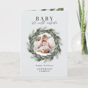 Cartão Bebê está frio fora da foto de Natal