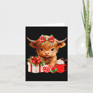 Cartão Bebê Fofo Vaca das Terras Altas Feliz Natal Vaca d
