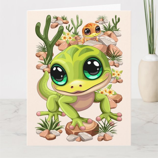 Cartão Bebê Geckos Personagens de desenho animados (Frente)