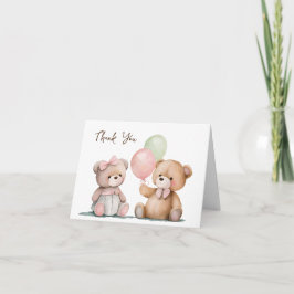 Cartão Bebê Gêmeos Teddy Bears Obrigado