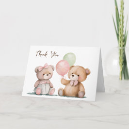 Cartão Bebê Gêmeos Teddy Bears Obrigado