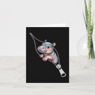Cartão Bebê Hipopótamo Emergindo de um Zipper Fantasia Di