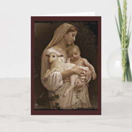 Cartão Bebê Jesus de Mary e cordeiro