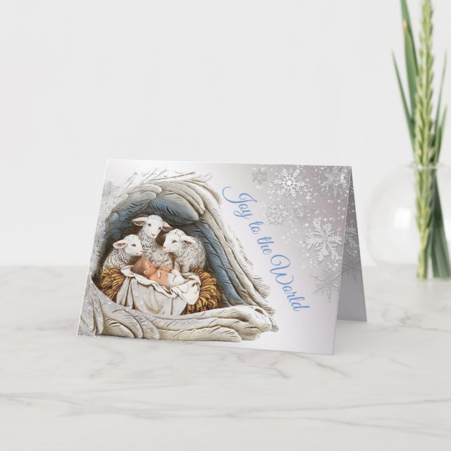 Cartão Bebê Jesus no Gerente Natal Religioso (Frente)