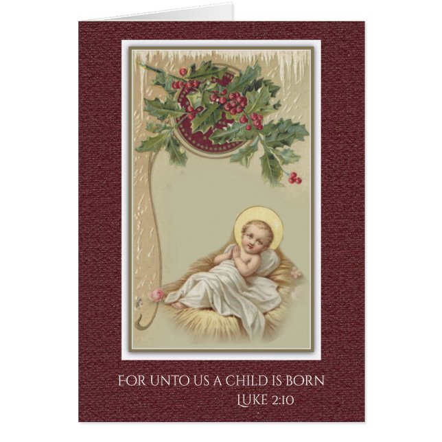 Cartão Bebê Jesus no Natal do comedoiro floral (Frente)