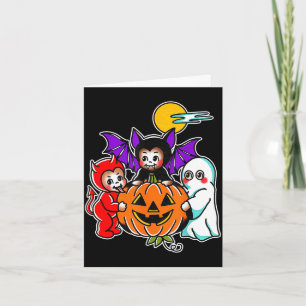 Cartão bebê kewpie fantasma vampiro diabo noite de hallow