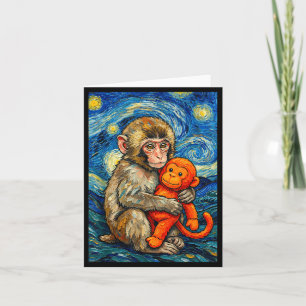 Cartão Bebê macaco fofo meme de soco noite estrelada van