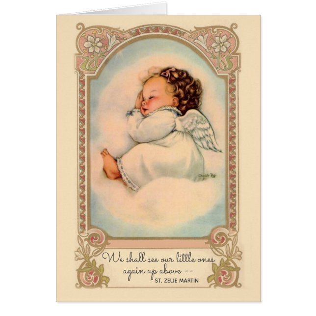 Cartão Bebê Menina Anjo Religioso Abortamento (Frente)
