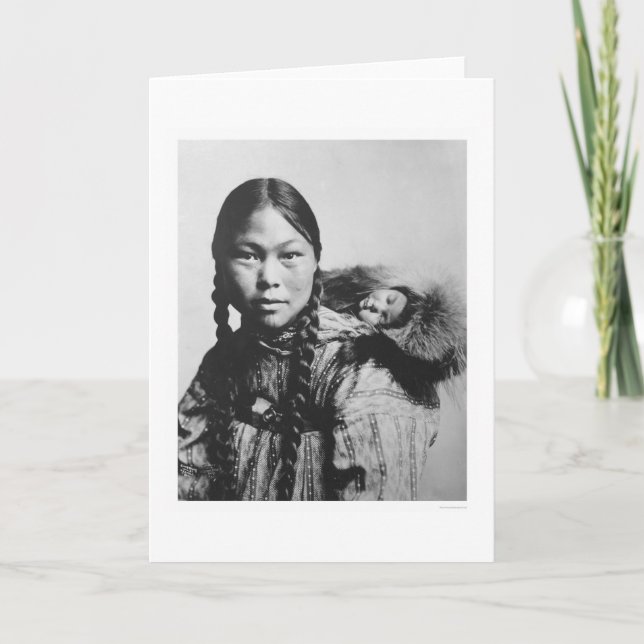 Cartão Bebê na parte traseira Eskimo 1906 da mãe (Frente)