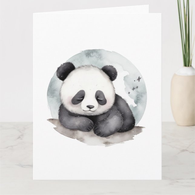 Cartão Bebê-Panda De Cores Aquáticas Adoráveis (Frente)