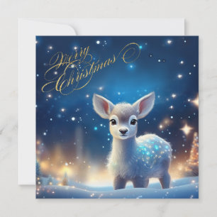 Cartão Bebê Reindeer com Feliz Saudação de Natal